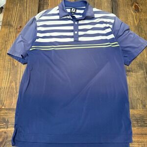 FootJoy‎ Mens ProDry Golf Polo Shirt Navy Blue White Striped Size Large